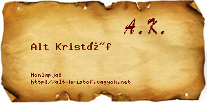 Alt Kristóf névjegykártya